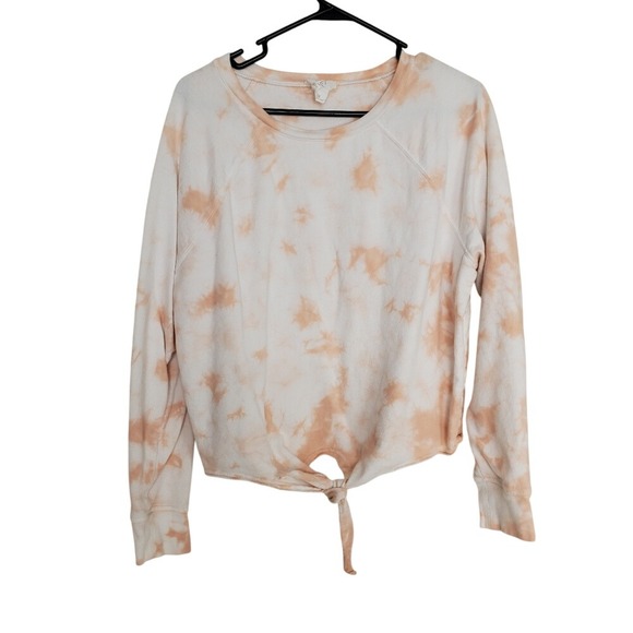 LOFT Tops - Loft Lounge Tie-Dye Sweatshirt Front Knot White Peach Orange 100% Cotton Med